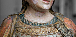 Sculpture monoxyle polychrome, représentant sainte Agnès (coll. particulière)