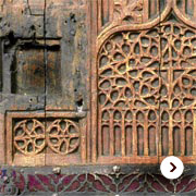 Detail of a gothic carved door, French dressoir (private collection)